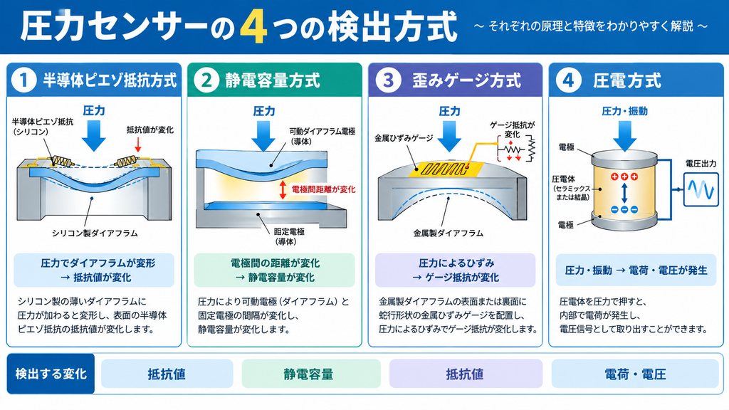 圧力センサーの4つの方式
