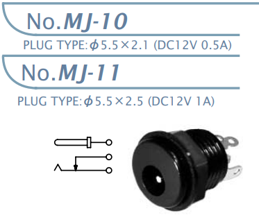 【MJ-10A】マル信無線電機 DCプラグジャック5.5×2.1・5.5×2.5