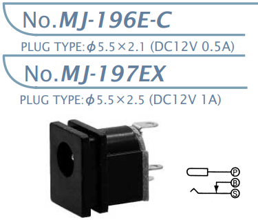 【MJ-196E-C】マル信無線電機 DCプラグジャック5.5×2.1・5.5×2.5