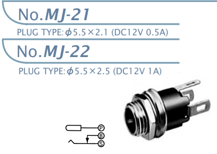 【MJ-21】マル信無線電機 DCプラグジャック5.5×2.1・5.5×2.5