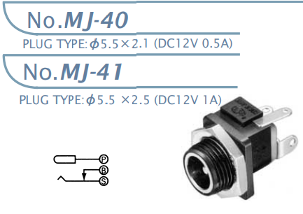 【MJ-41-R】マル信無線電機 DCプラグジャック5.5×2.1・5.5×2.5（ROHS）
