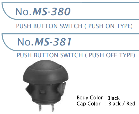【MS-380-B1】マル信無線電機  プッシュボタンスイッチ黒