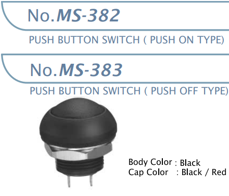 【MS-382-B1】マル信無線電機  プッシュボタンスイッチ黒