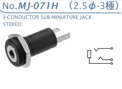 【MJ-071H】マル信無線電機  2.5φ×3極 プラグ/ジャック