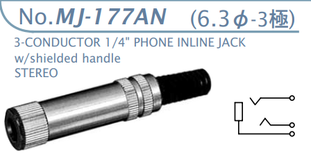 【MJ-177AN】マル信無線電機 6.3φ×3極 プラグ/ジャック