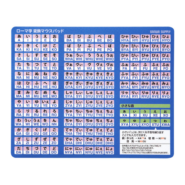【MPD-OP17RL8BL】サンワサプライ　ローマ字変換マウスパッド