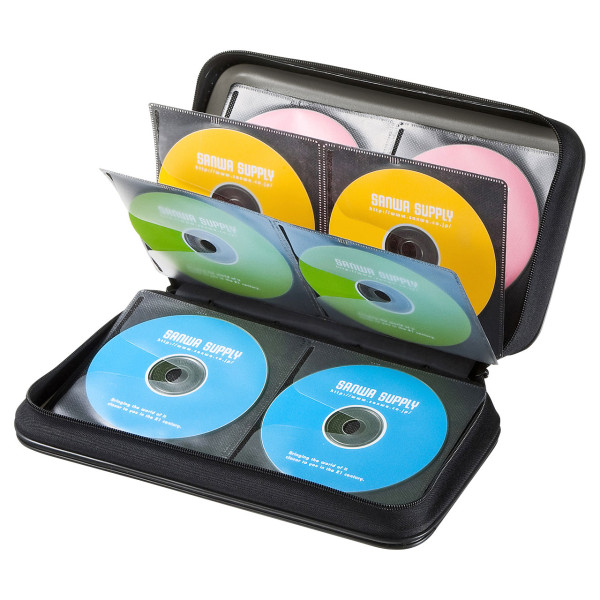 【FCD-WL96BK】サンワサプライ　DVD・CDセミハードケース（96枚収納・ブラック）
