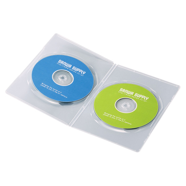 【DVD-TU2-10CLN】サンワサプライ　スリムDVDトールケース（2枚収納・10枚セット・クリア）