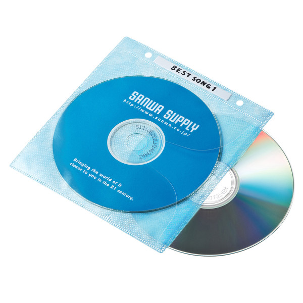 【FCD-FR100MXN】サンワサプライ　DVD・CD不織布ケース（リング穴付・5色ミックス）