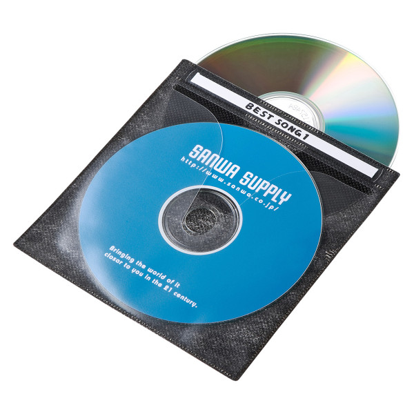 【FCD-FN100BKN】サンワサプライ　DVD・CD不織布ケース（ブラック）