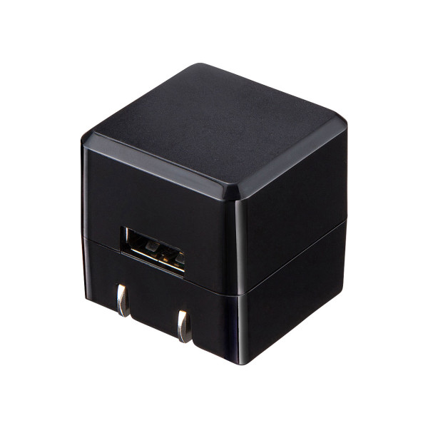 【ACA-IP70BK】サンワサプライ　キューブ型USB充電器（1A・高耐久タイプ・ブラック）