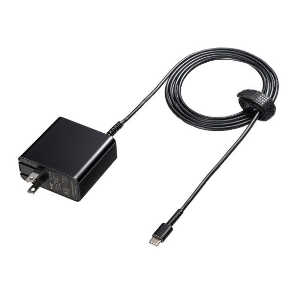 【ACA-PD75BK】サンワサプライ　USB Power Delivery対応AC充電器（PD45W・TypeCケーブル一体型）