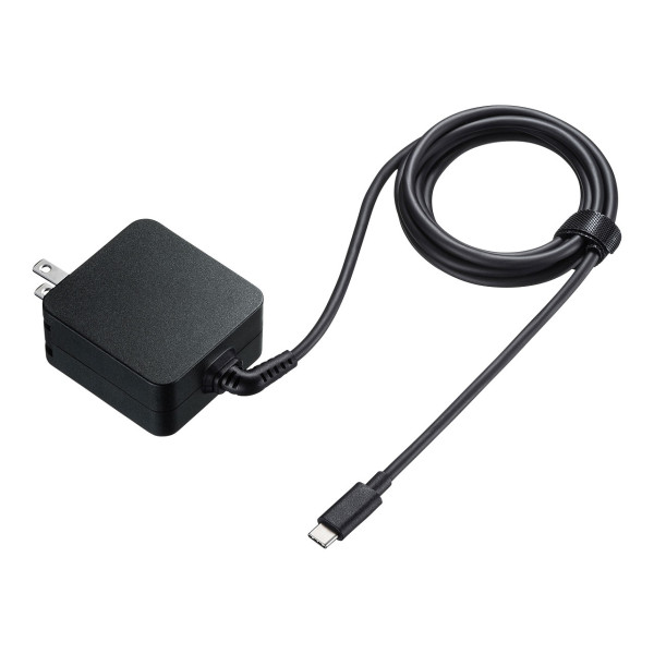 【ACA-PD76BK】サンワサプライ　USB Power Delivery対応AC充電器（PD65W・TypeCケーブル一体型）