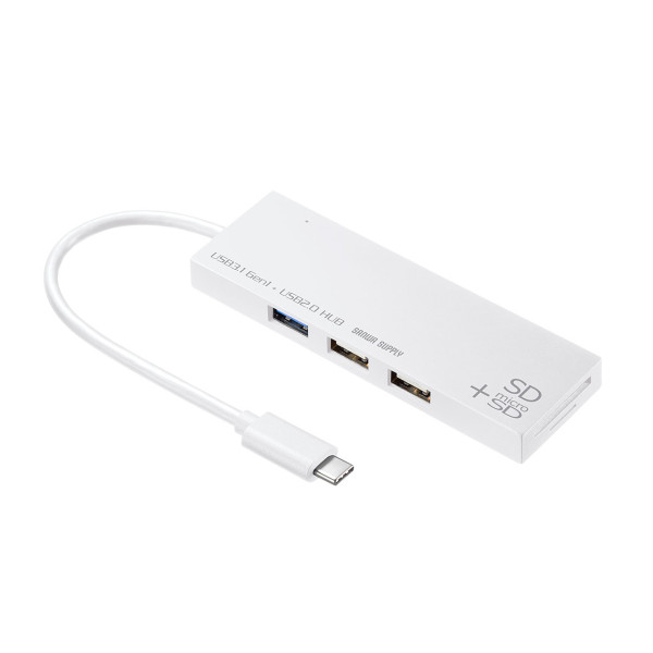 【USB-3TCHC16W】サンワサプライ　USB Type Cコンボハブ　カードリーダー付き