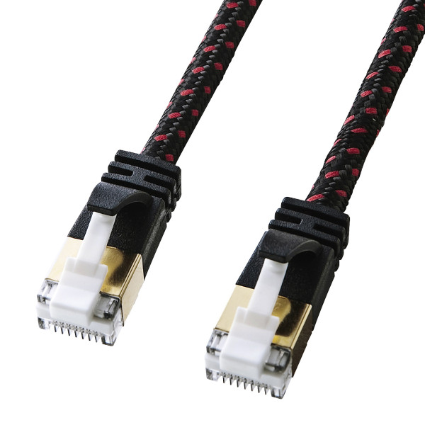 【KB-T7ME-03BKR】サンワサプライ　つめ折れ防止カテゴリ7細径メッシュLANケーブル