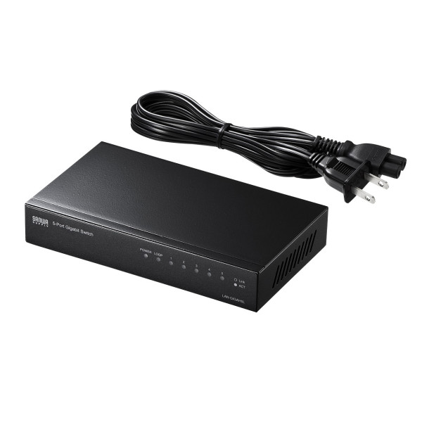 【LAN-GIGAH5L】サンワサプライ　Giga対応スイッチングハブ(5ポート)ループ検知機能つき