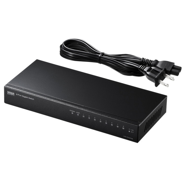 【LAN-GIGAH8L】サンワサプライ　Giga対応スイッチングハブ(8ポート)ループ検知機能つき