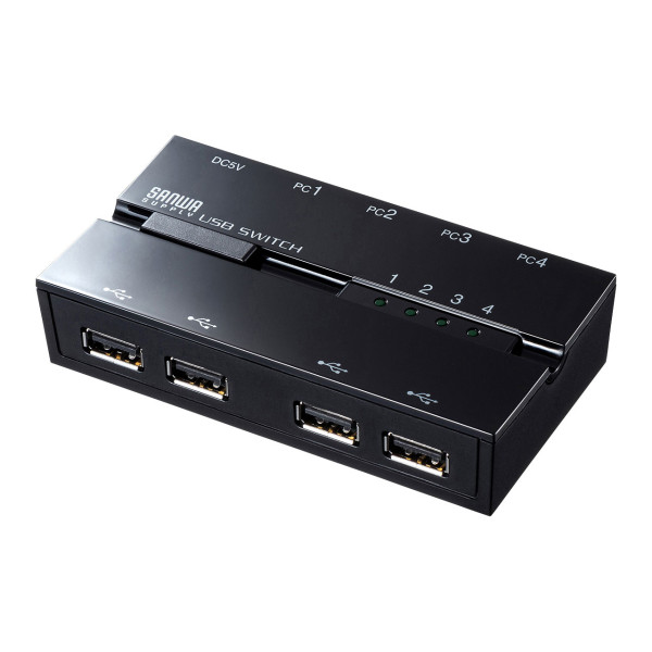 【SW-US44HMG】サンワサプライ　磁石付きUSB2.0手動切替器（ハブ付き・4回路）