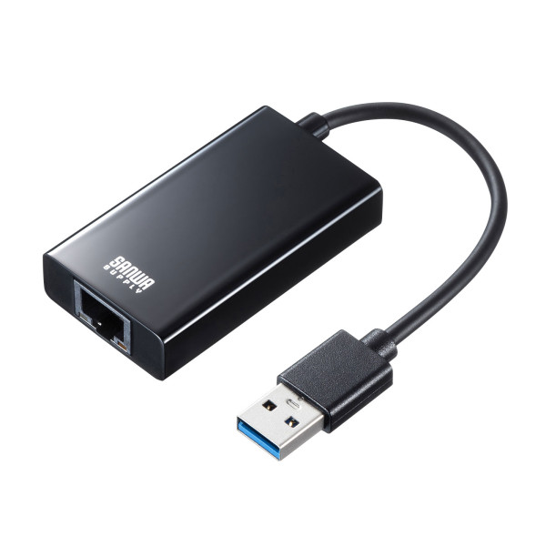 【USB-CVLAN3BKN】サンワサプライ　USB3.2-LAN変換アダプタ(USBハブポート付・ブラック)