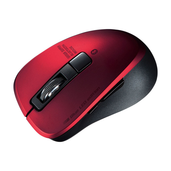 【MA-BTBL155R】サンワサプライ　静音Bluetooth 5.0 ブルーLEDマウス（5ボタン・レッド）
