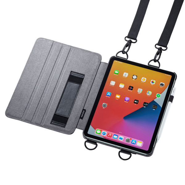 【PDA-IPAD1712BK】サンワサプライ　iPad Air 2020  スタンド機能付きショルダーベルトケース