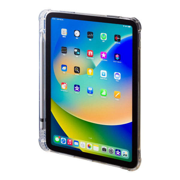 【PDA-IPAD1918CL】サンワサプライ　第10世代iPad 10.9インチ用ペン収納ポケット付きクリアカバー