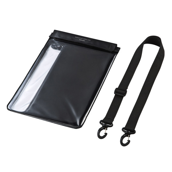 【PDA-TABWPST10BK】サンワサプライ　タブレット防水防塵ケース（スタンド付き・ショルダーベルト付き・10.1型）