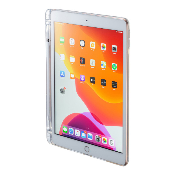 【PDA-IPAD1618CL】サンワサプライ　iPad 10.2インチ　Apple Pencil収納ポケット付きクリアカバー