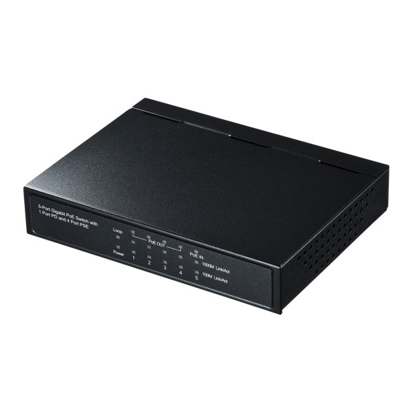 【LAN-GIH5PSEPD】サンワサプライ　ギガビットスイッチングハブ（5ポート、PoE受電給電両対応）