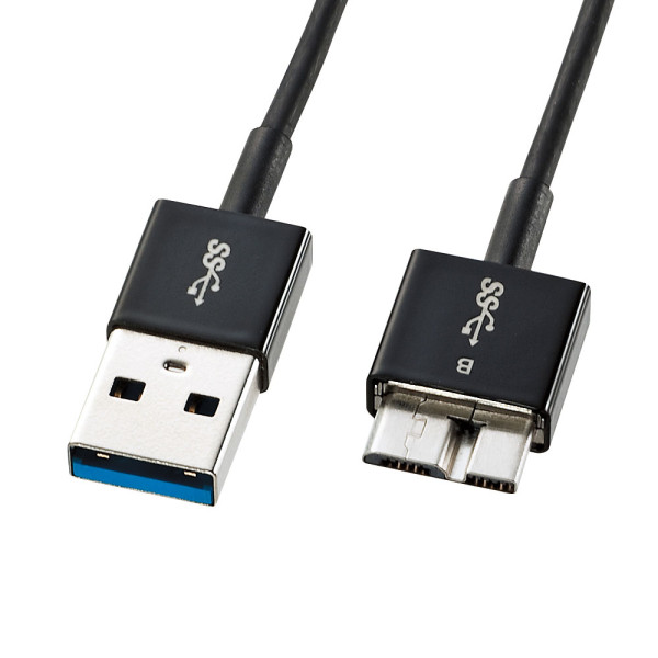 【KU30-AMCSS03K】サンワサプライ　USB3.0マイクロケーブル(A-MicroB)　0.3m　超ごく細