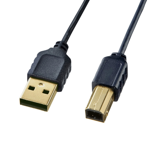 【KU20-SL05BKK】サンワサプライ　極細USBケーブル　（USB2.0　A-Bタイプ）