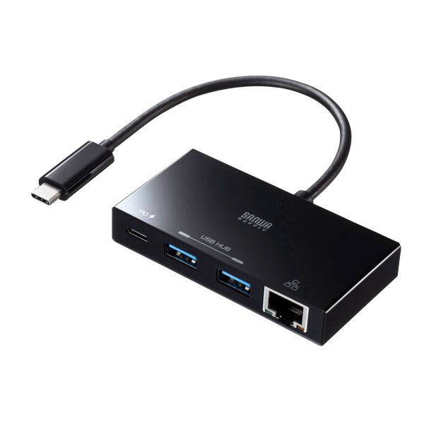 【USB-3TCH20BK】サンワサプライ　USB Type-Cハブ付き ギガビットLANアダプタ