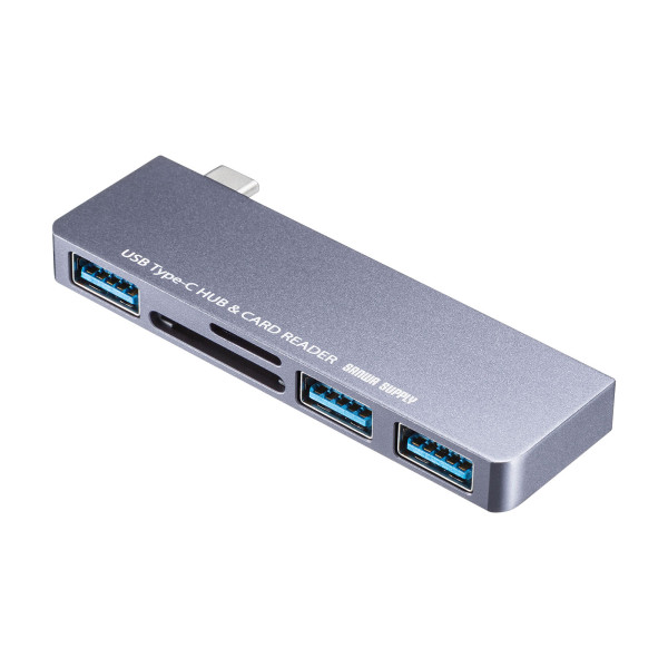 【USB-3TCHC18GY】サンワサプライ　USB Type-Cハブ（カードリーダー付き）