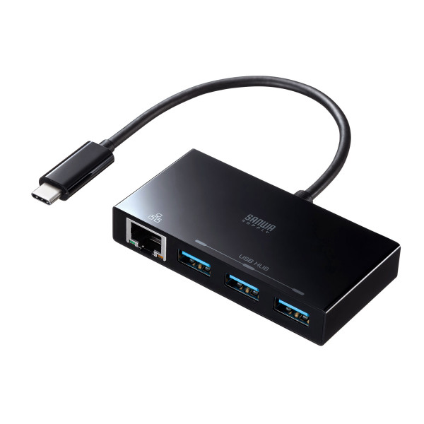【USB-3TCH19ABKN】サンワサプライ　USB Type-Cハブ付き ギガビットLANアダプタ