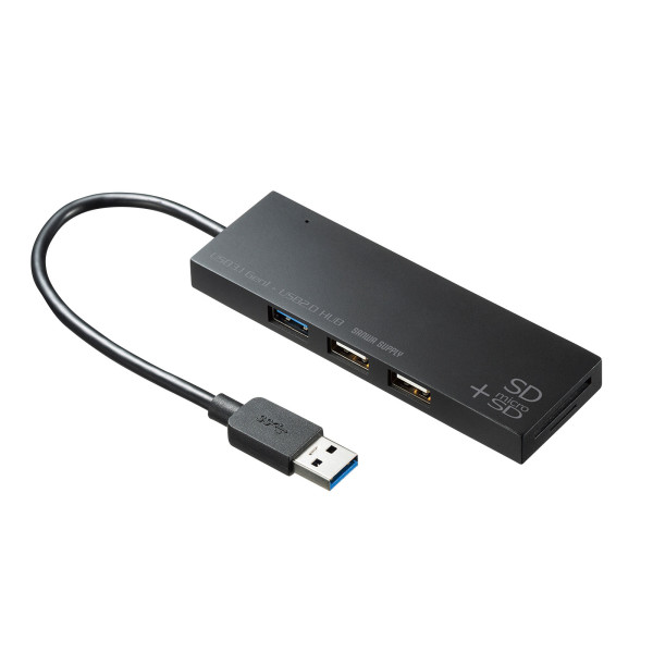 【USB-3HC316BKN】サンワサプライ　USB3.1+2.0コンボハブ　カードリーダー付き