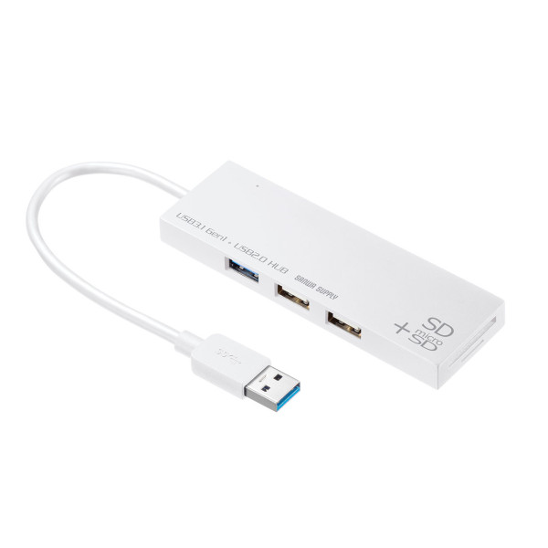 【USB-3HC316WN】サンワサプライ　USB3.1+2.0コンボハブ　カードリーダー付き