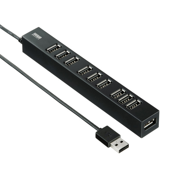 【USB-2H1001BKN】サンワサプライ　USB2.0ハブ（10ポート）