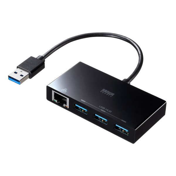 【USB-3H322BKN】サンワサプライ　USB3.2 Gen1 ハブ付き ギガビットLANアダプタ