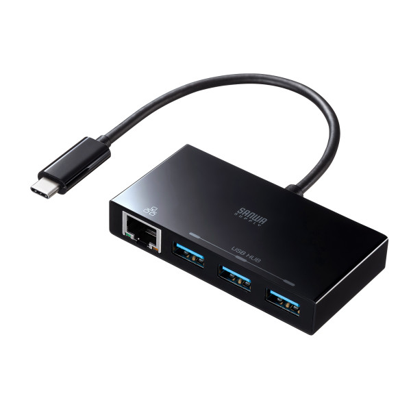 【USB-3TCH19RBKN】サンワサプライ　USB Type-Cハブ付き ギガビットLANアダプタ