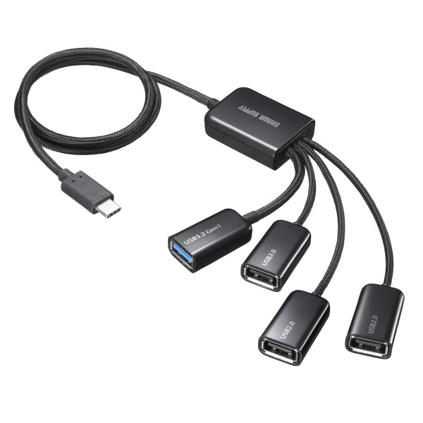 【USB-3TC436BK】サンワサプライ　USB3.2 Gen1+USB2.0 Type-Cコンボハブ（4ポート）