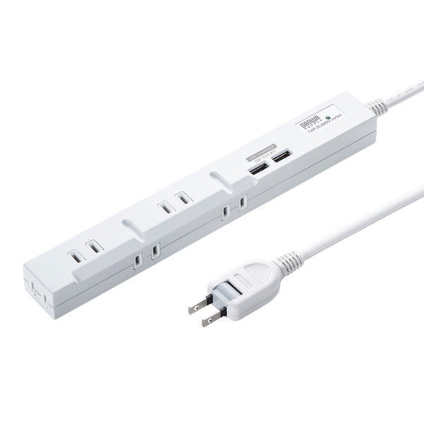 【TAP-SLIM5U-2】サンワサプライ　スリムタップUSB充電機能付き