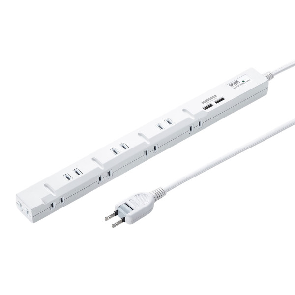 【TAP-SLIM8U-1】サンワサプライ　スリムタップUSB充電機能付き
