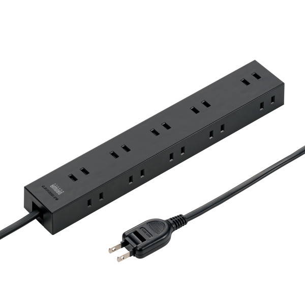 【TAP-2210-5BK】サンワサプライ　電源タップ 2P 10個口　強力ネオジムマグネット　シャッター付