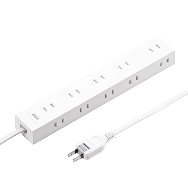 【TAP-2210-5W】サンワサプライ　電源タップ 2P 10個口　強力ネオジムマグネット　シャッター付