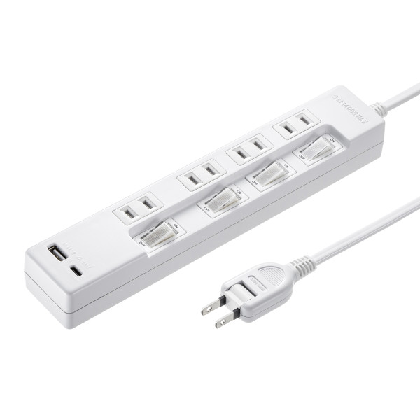 【TAP-B102UC-2W】サンワサプライ　USB充電機能付きタップ Type-C搭載