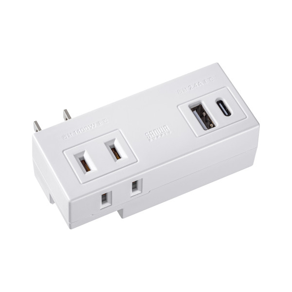 【TAP-MUC1AC2W】サンワサプライ　モバイルタップ　(ACx2個口+USB-Ax1＋Type-Cx1)