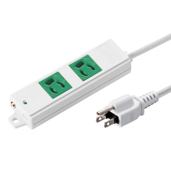 【TAP-K2-3G】サンワサプライ　3P、3m、2個口タップ緑色（バックアップ用）