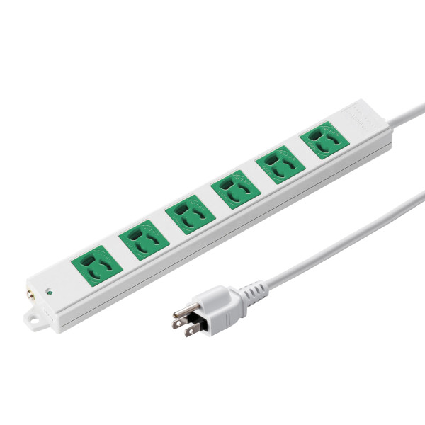 【TAP-K6-3G】サンワサプライ　3P、3m、6個口タップ緑色（バックアップ用）