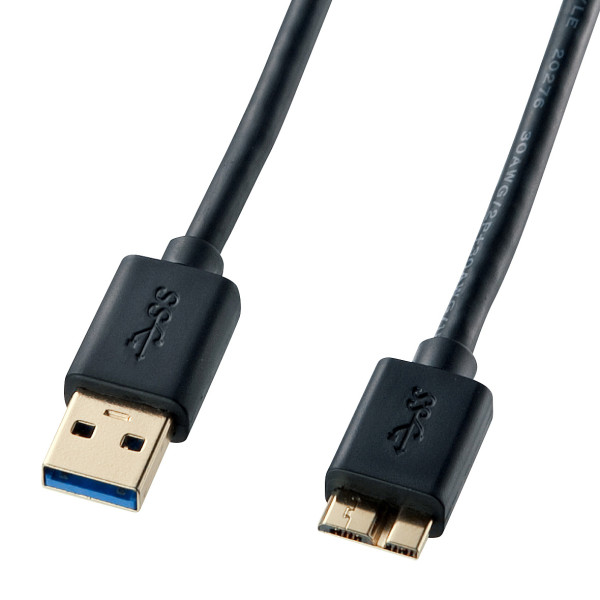 【KU30-AMC05BK】サンワサプライ　USB3.0マイクロケーブル(A-MicroB)0.5m