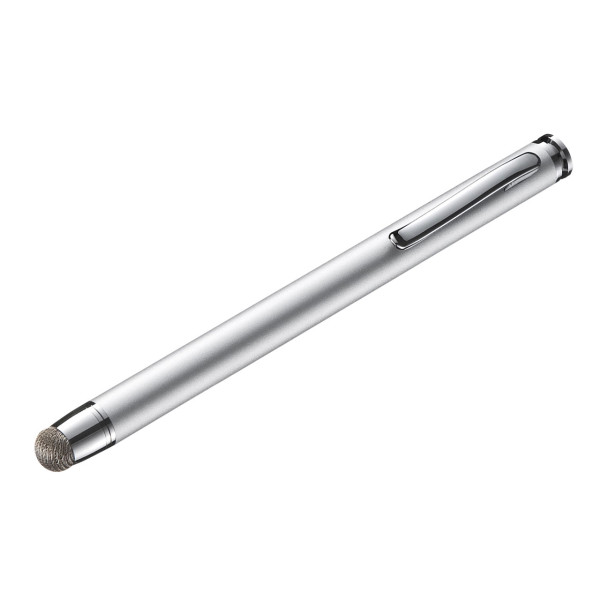 【PDA-PEN43SV】サンワサプライ　導電性ファイバー素材タッチペン（先端交換部品付属・シルバー）